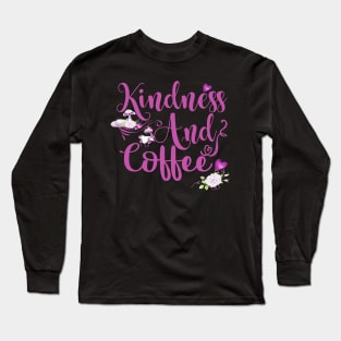 Kawaii Kindness and coffee lama Long Sleeve T-Shirt